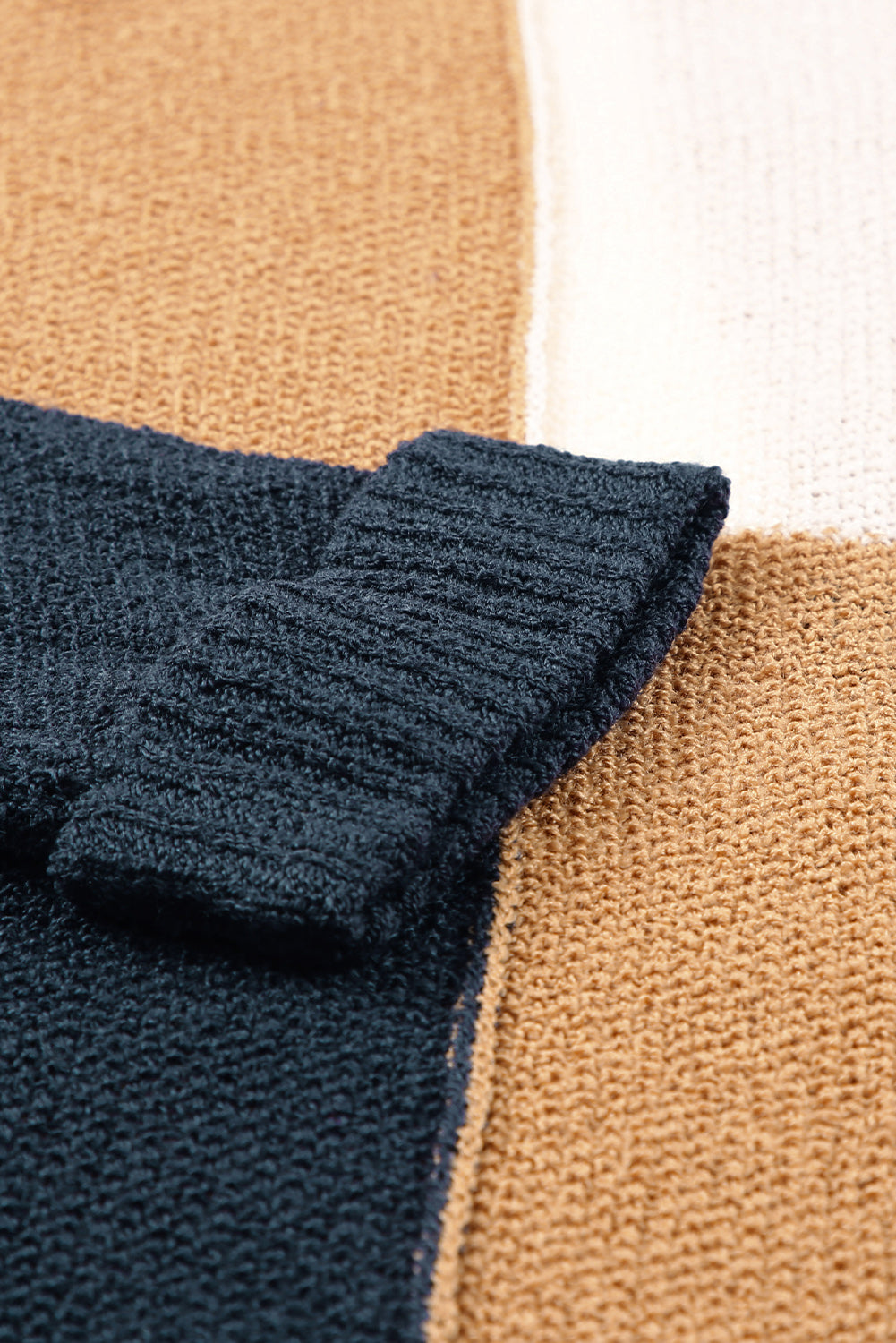Blue Color Block Side Slit Plus Size Sweater