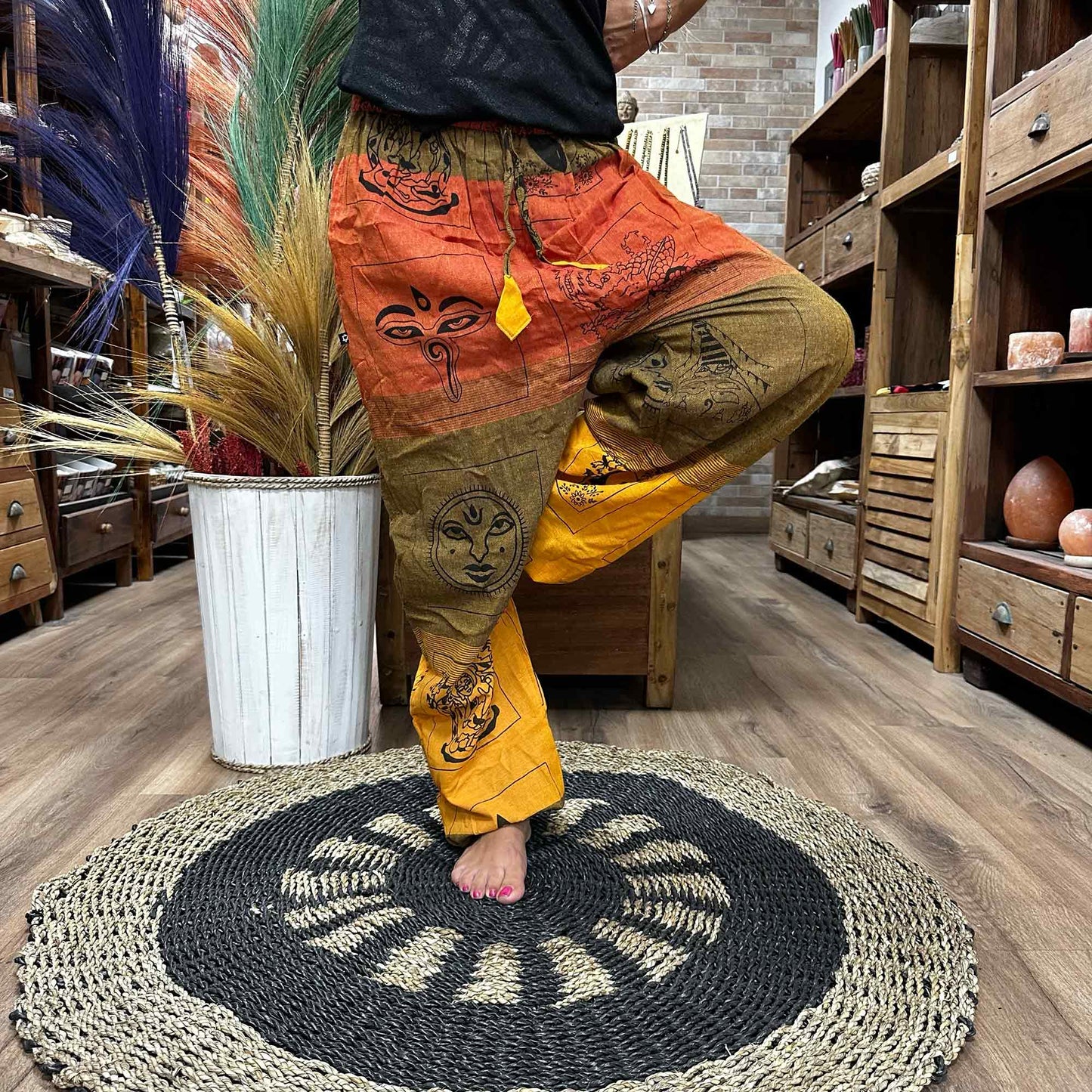 Festival and Yoga Pants - High Cross Himalayan Print on Orange