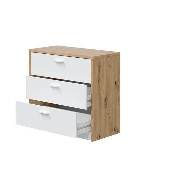 White and Oak Space Saving Chest of Drawer Desk