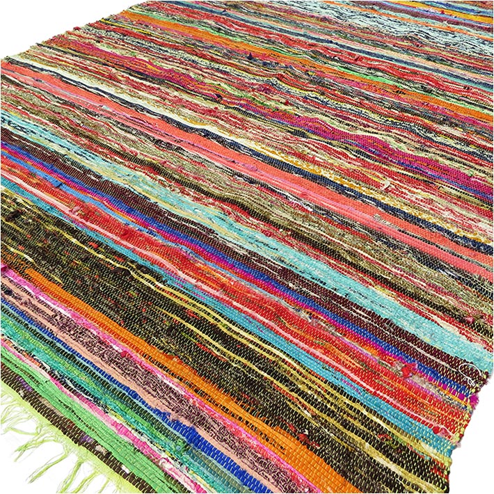Indian Rag Rug 151 x 90cm Luxury - Green