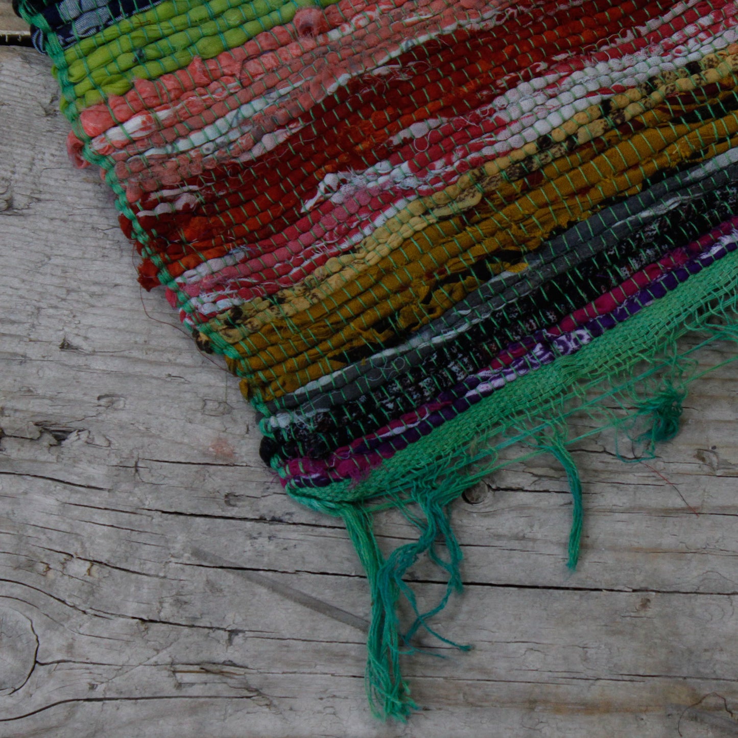 Indian Rag Rug 151 x 90cm Luxury - Green