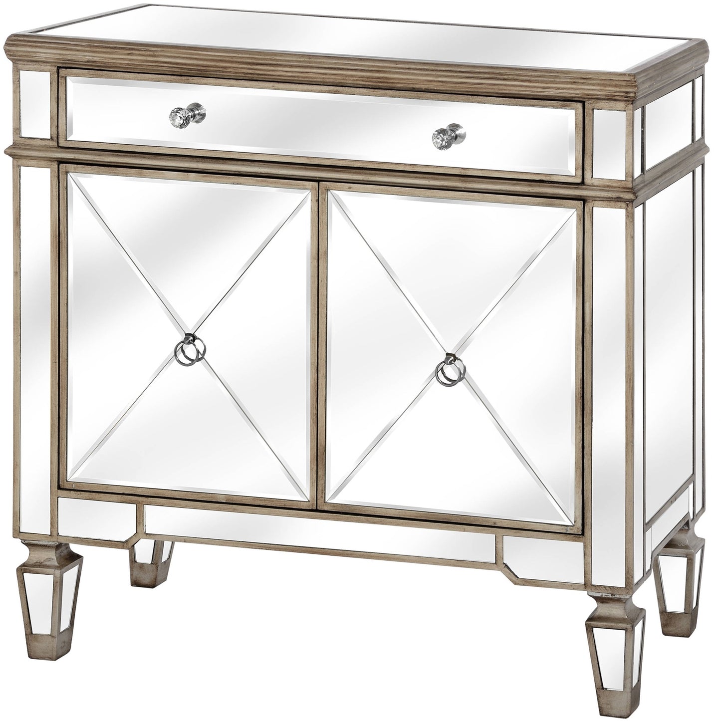 One Drawer Two Door Mirrored Cupboard