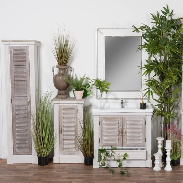 BLANC - Tall Cabinet With Louvered Doors