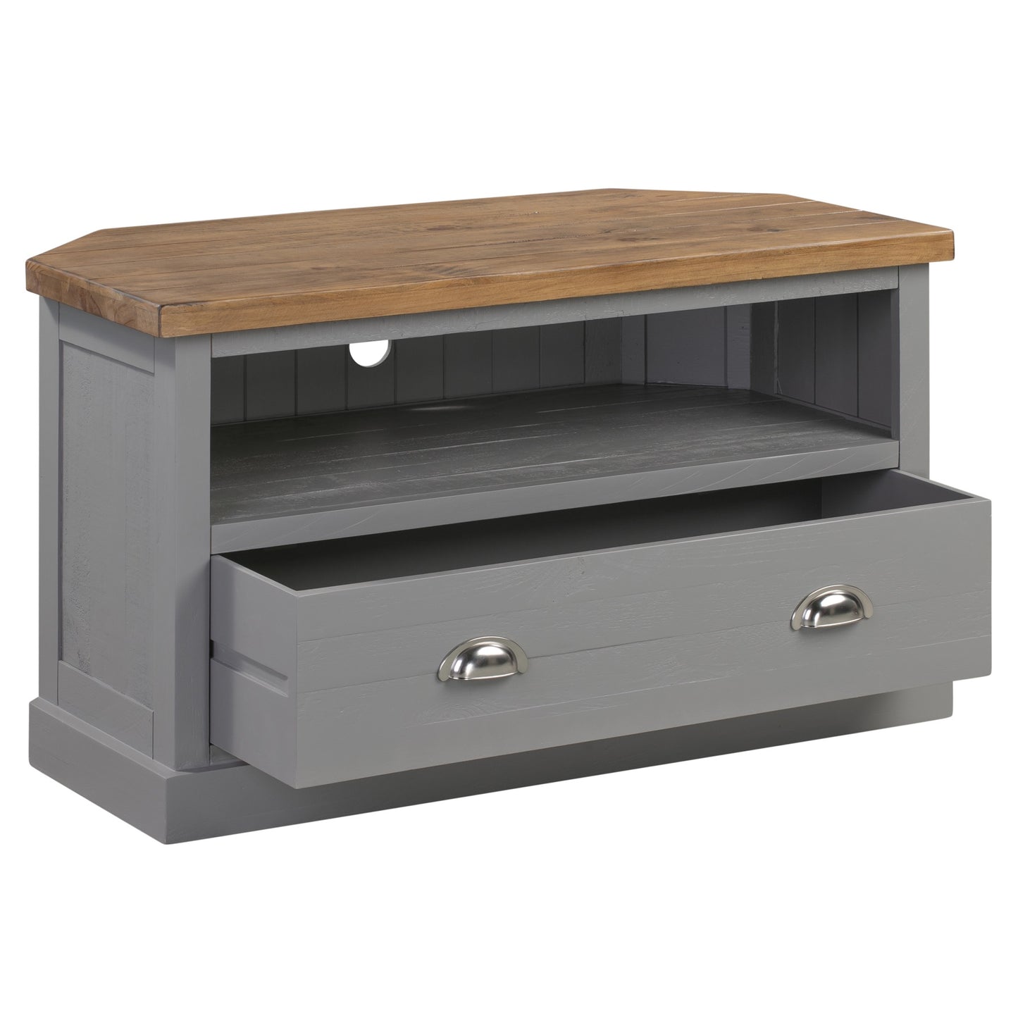 Grey Painted Corner TV Unit