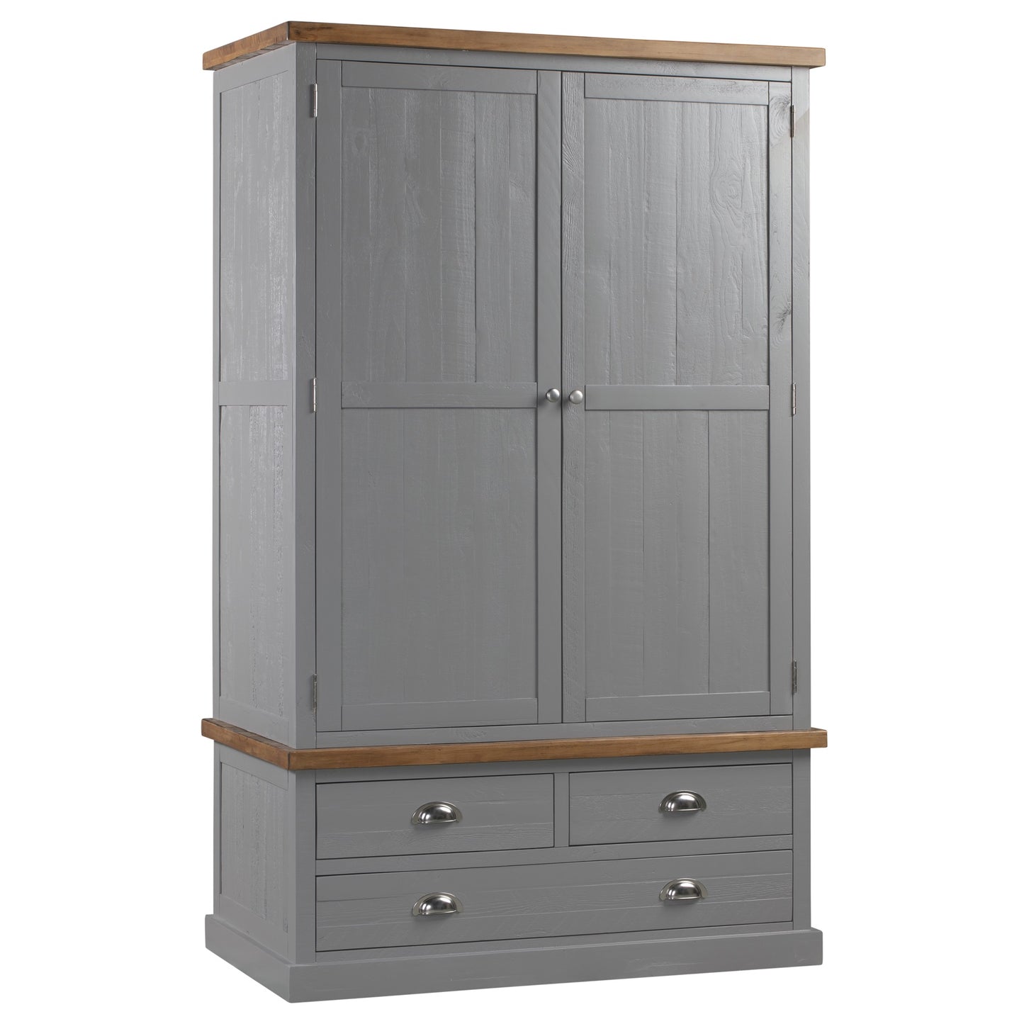 Grey Painted Three Drawer Two Door Wardrobe