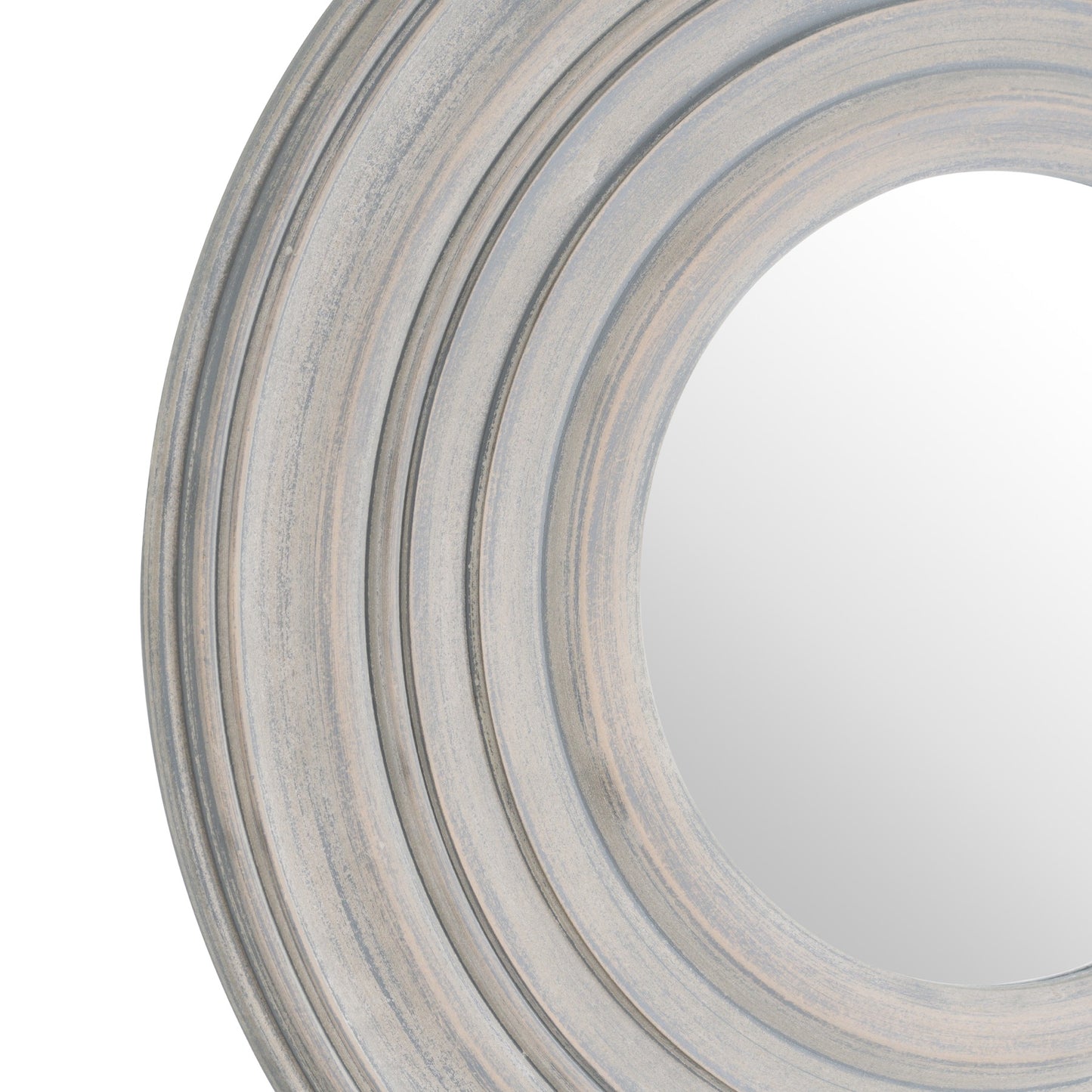 Grey Painted Round Textured Mirror
