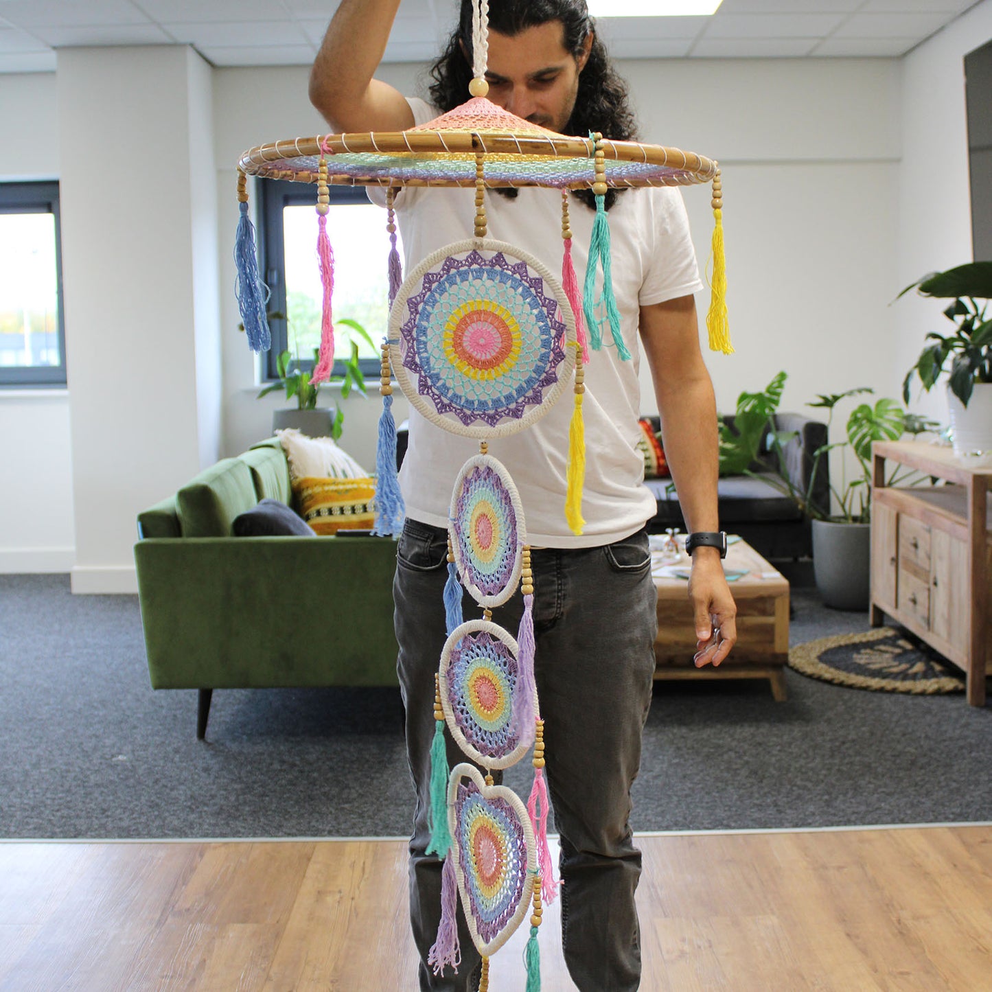 Extra Large Drama Dream catcher - Pastal Rainbow