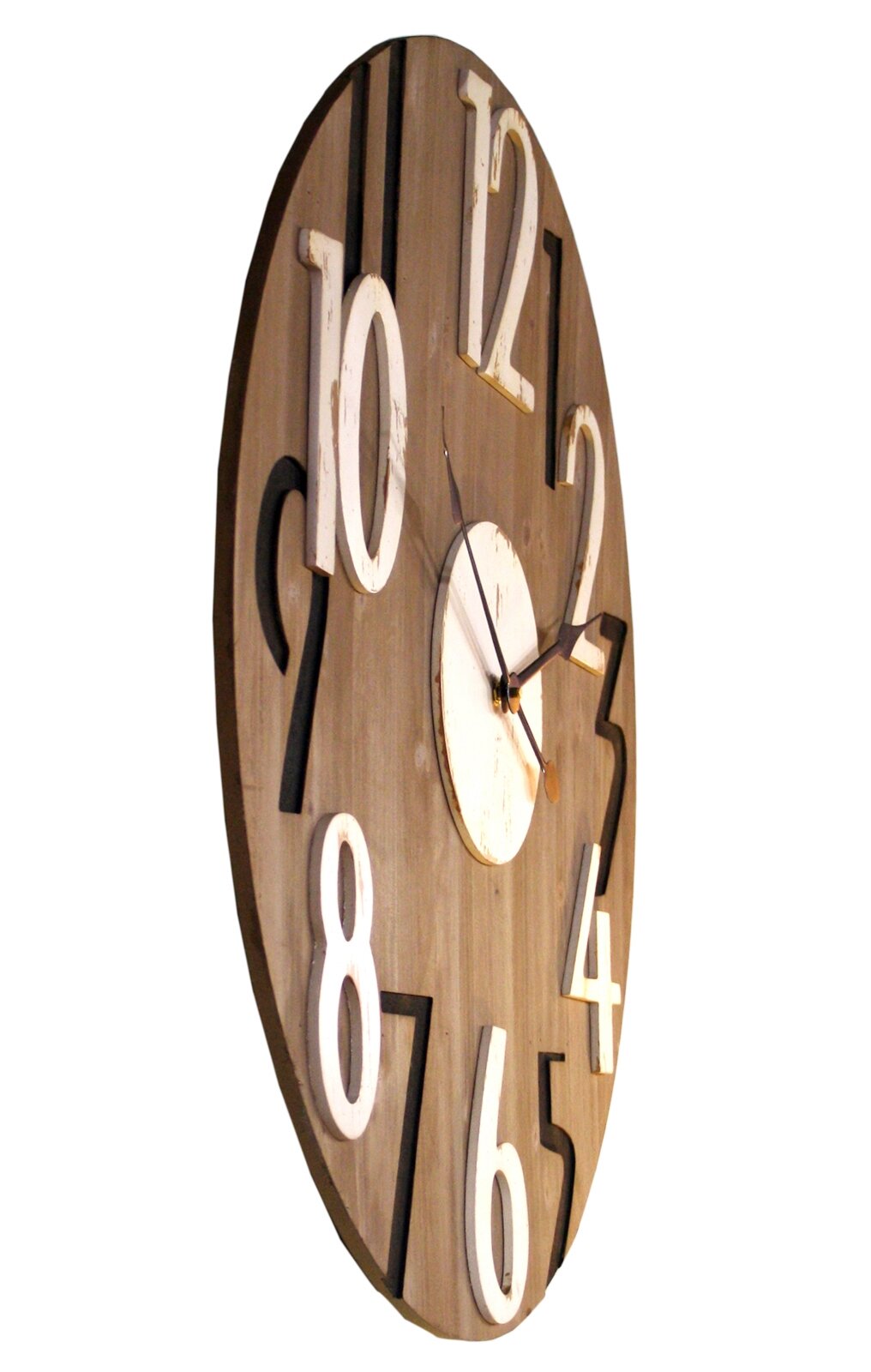 Rustic Black and White Numbered Wooden Clock
