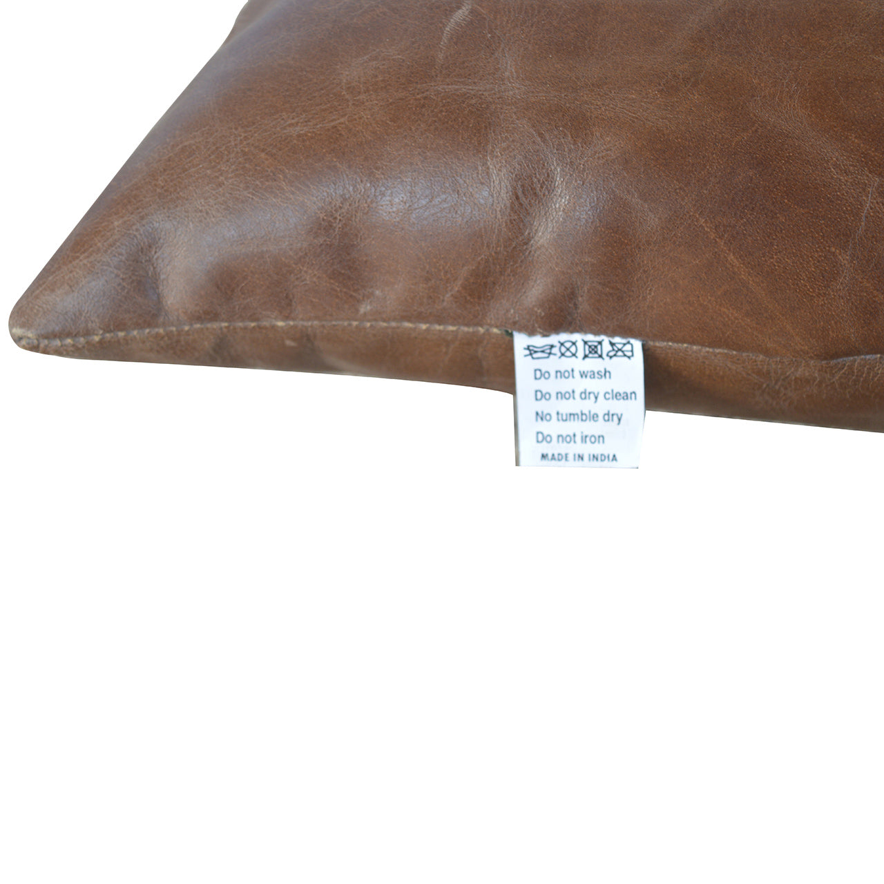 Square Buffalo Hide Leather Scatter Cushion