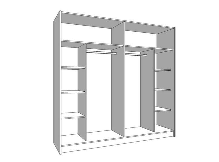 Large Grey And Mirrored Sliding Door Wardrobe 220cm