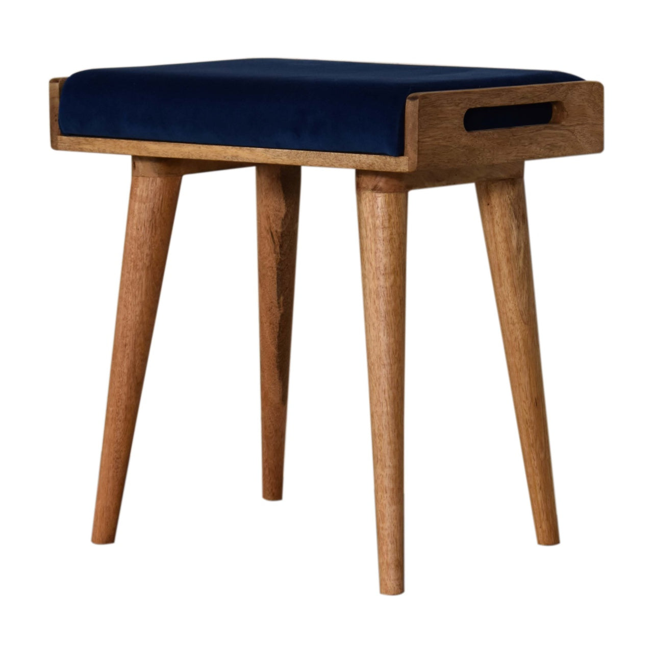 Royal Blue Velvet Tray Style Footstool