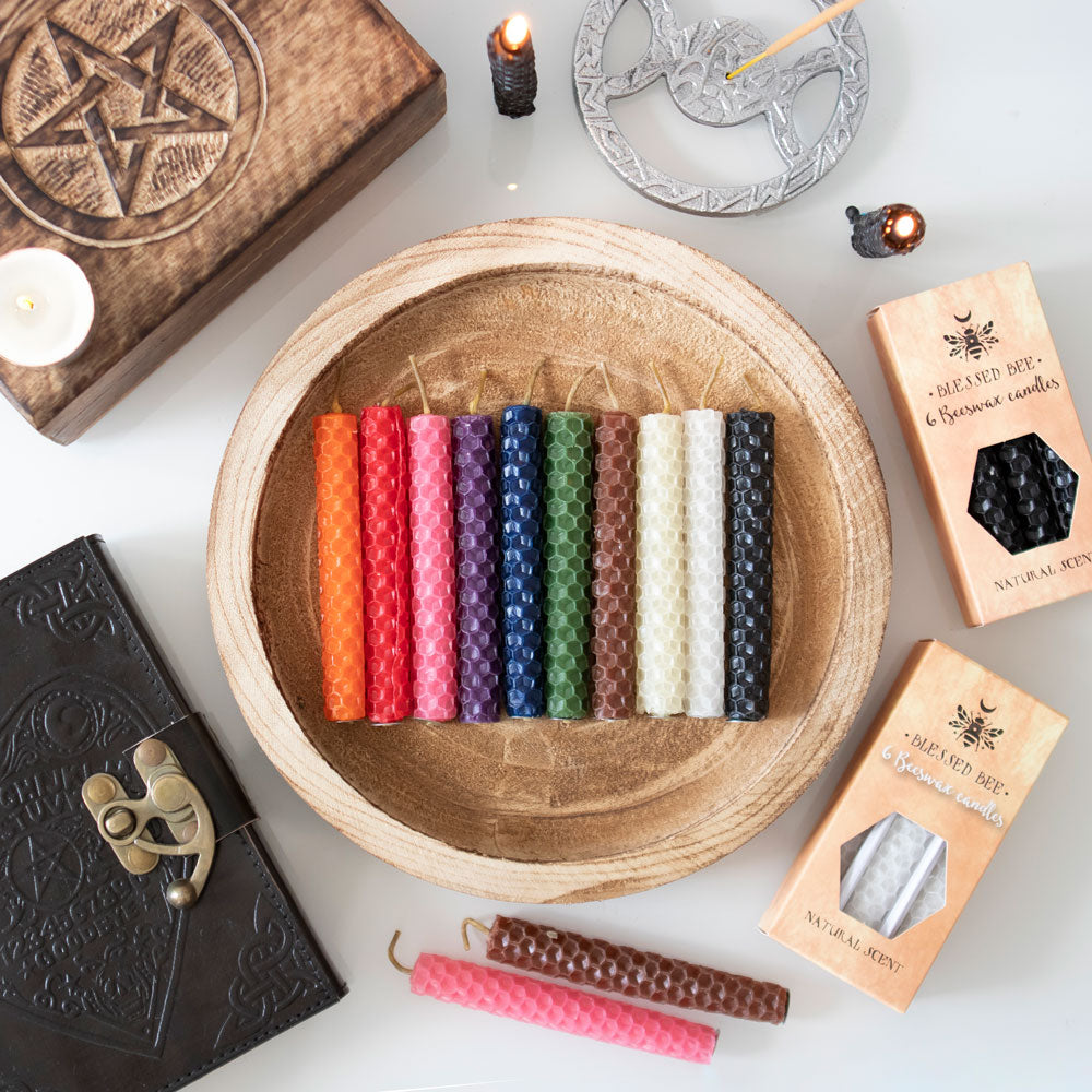 Blue Beeswax Blessed Bee Candles - Pack of 6 - Natural Scent