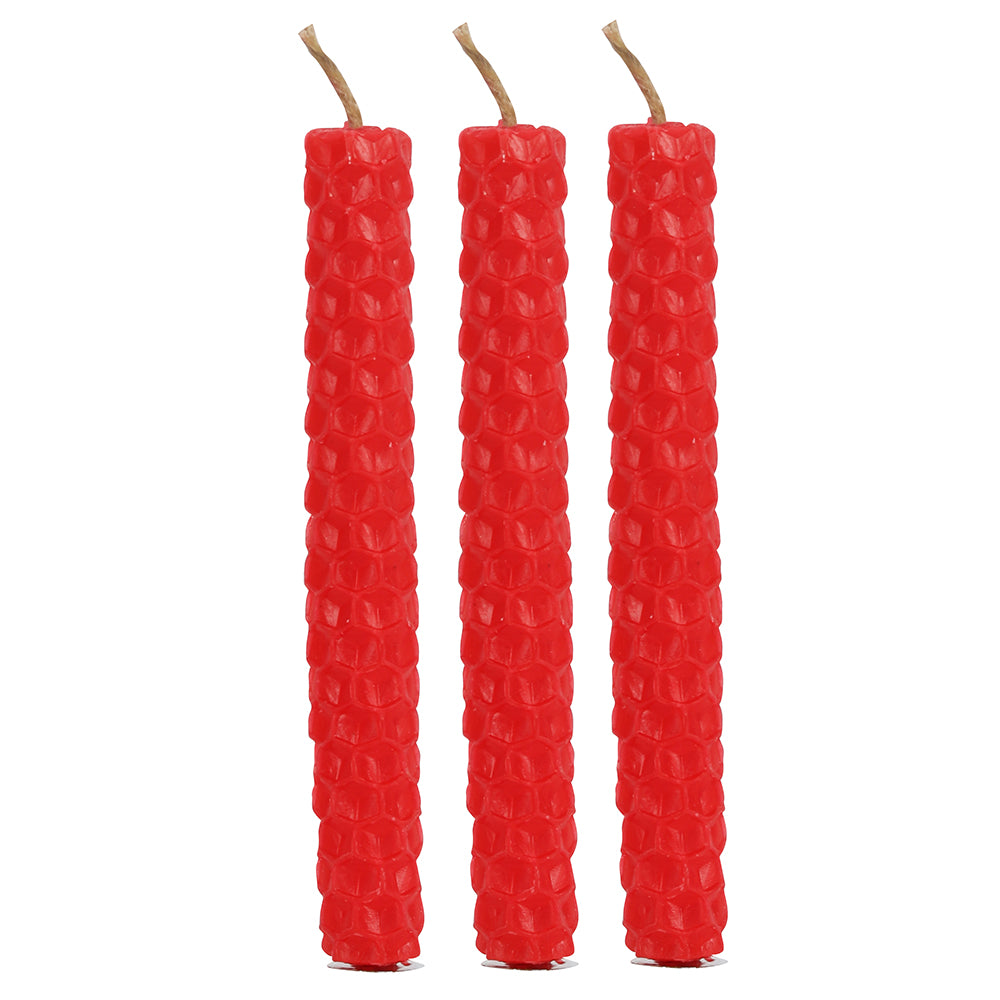 Red Beeswax Blessed Bee Candles - Pack of 6 - Natural Scent