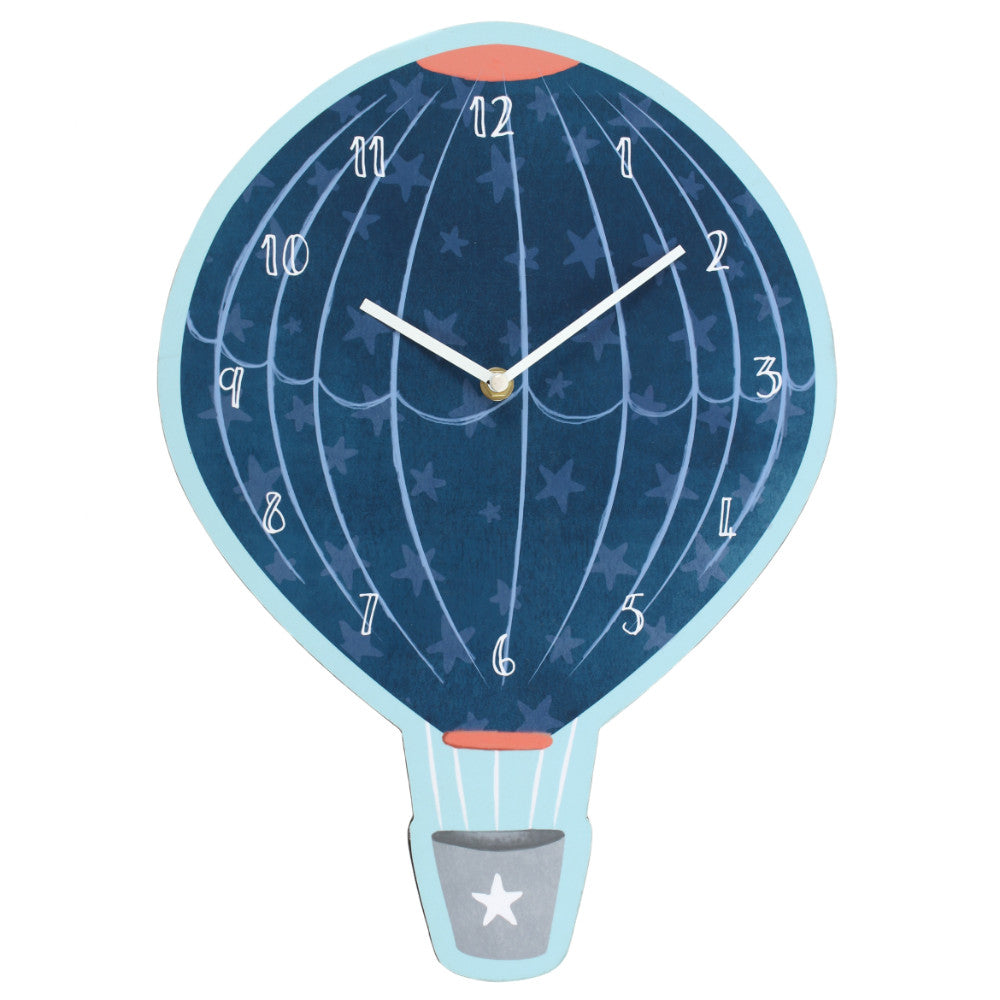 Blue Hot Air Balloon Wall Clock