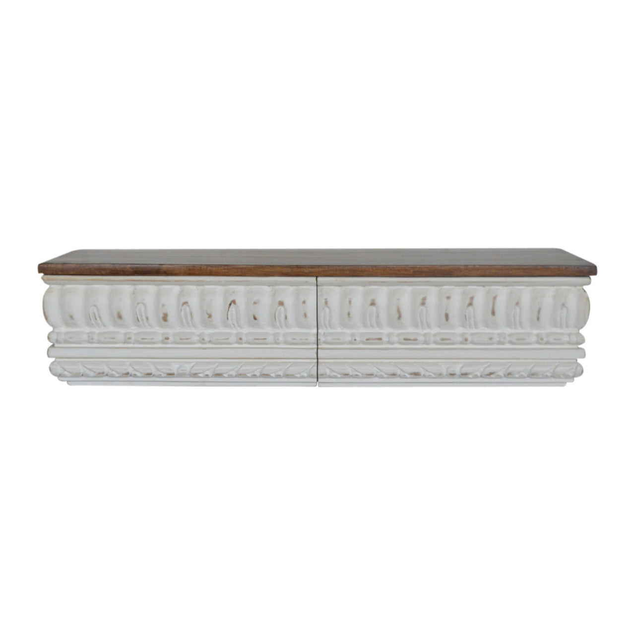 PEARL - Mango Wood Pale Acid Wash Wall Mounted Media Unit