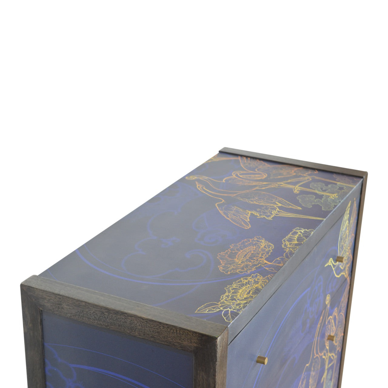 Three Drawer Mango Wood Midnight Blue Print chest