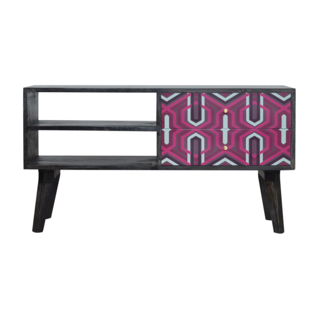 PINK AZTEC - Two Drawer Mango Wood Media Unit