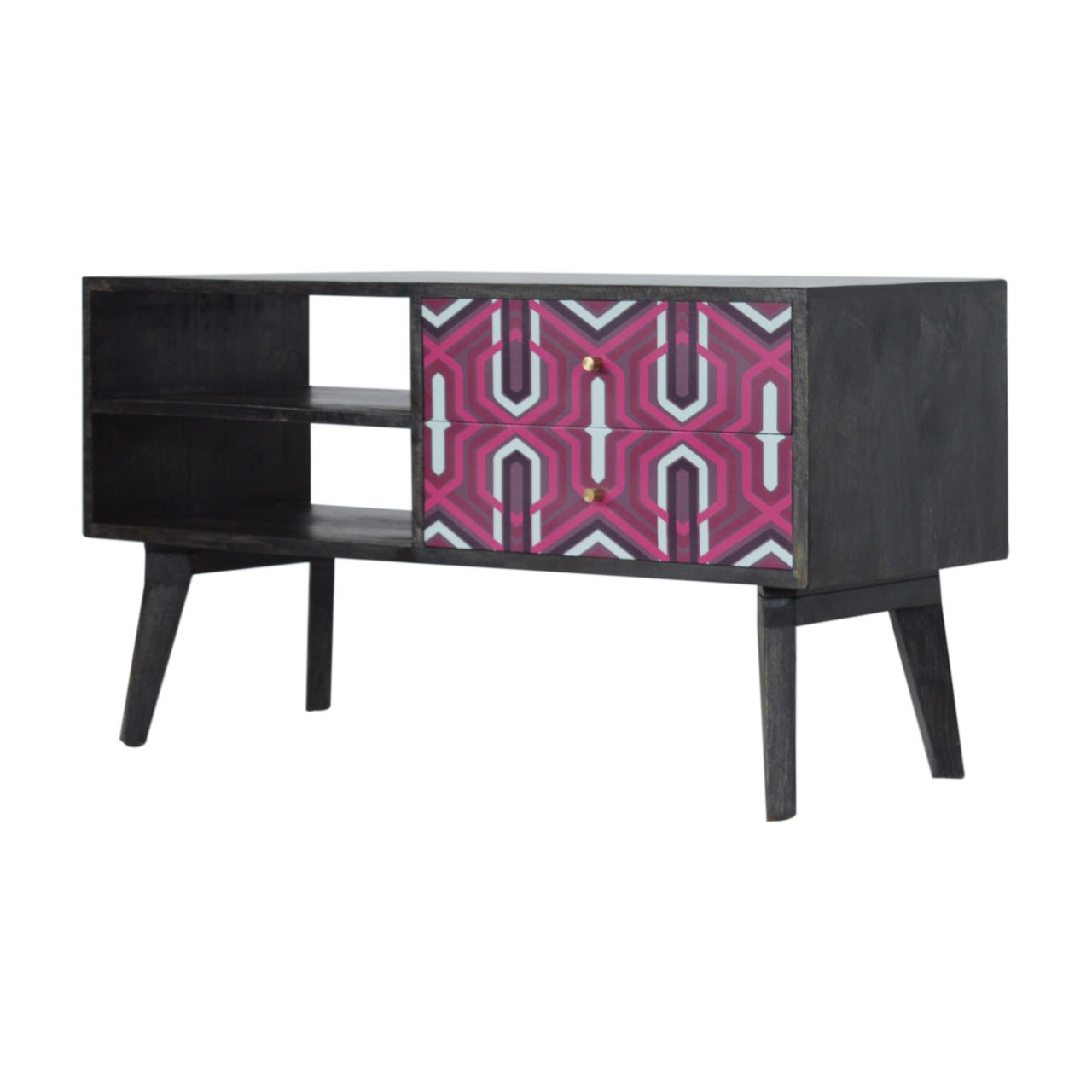 PINK AZTEC - Two Drawer Mango Wood Media Unit