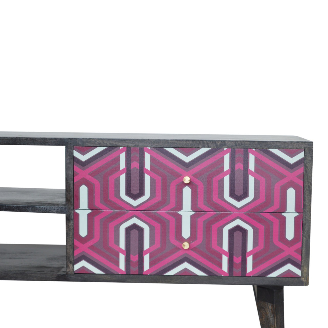 PINK AZTEC - Two Drawer Mango Wood Media Unit