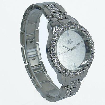 NY London Silver Jewel Bezel Strap Mirror Watch Pl-2082