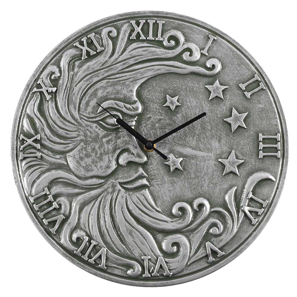 Silver Effect Terracotta Moon Clock