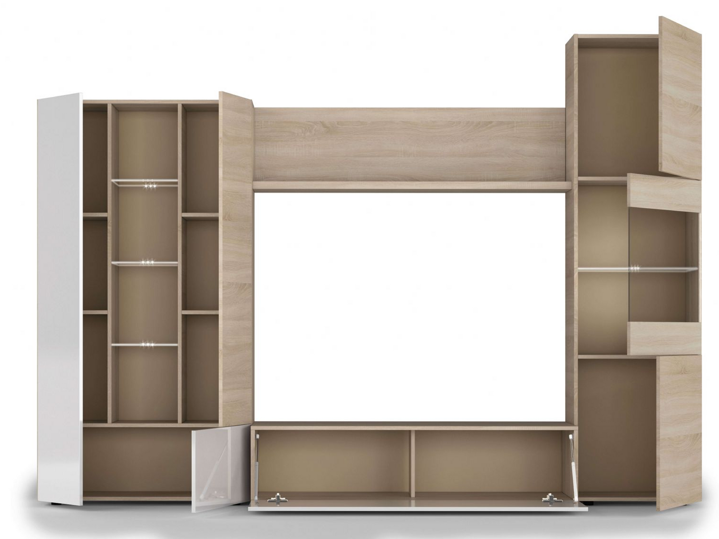 White and Oak Wall TV Entertainment Unit