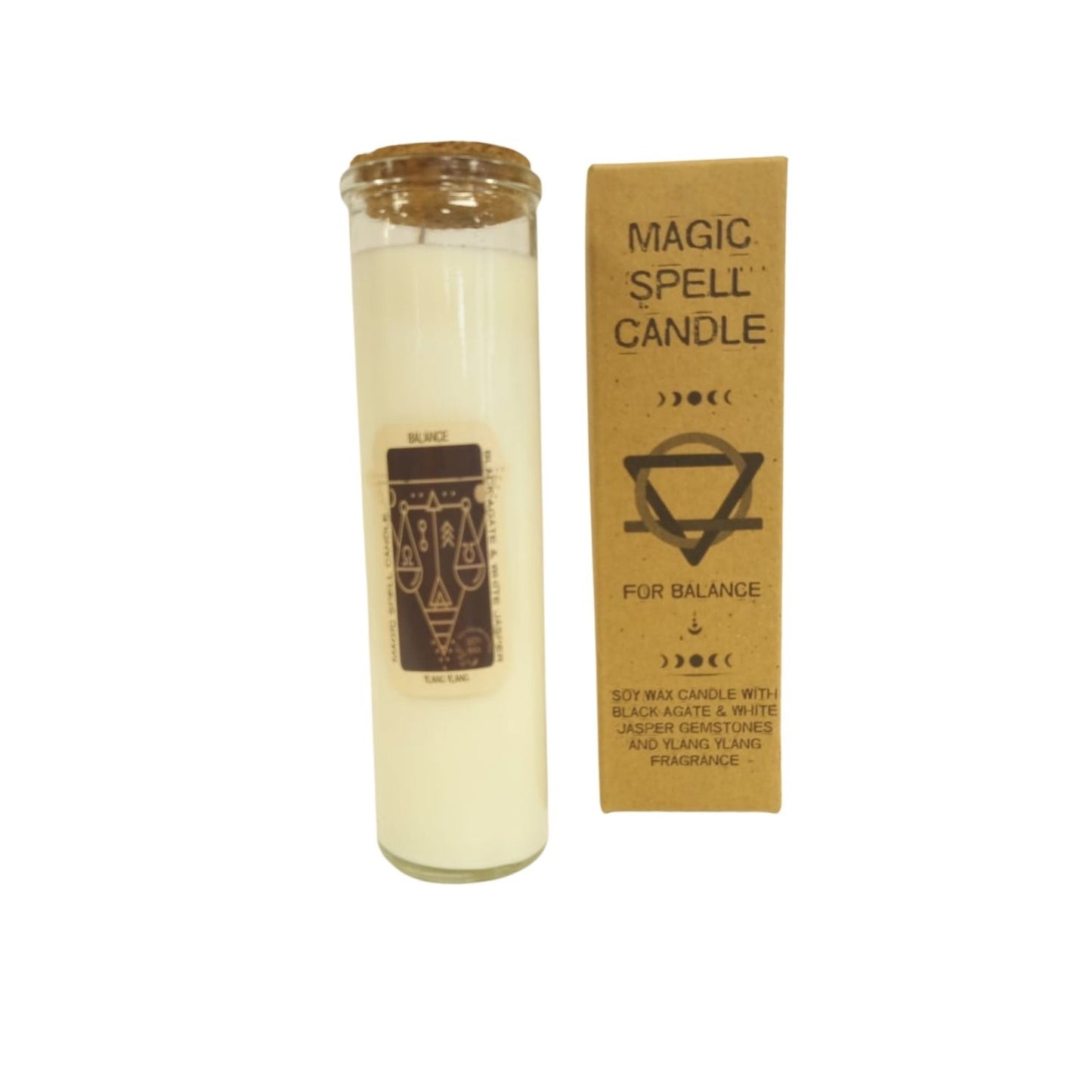 Magic Spell Candle - Balance - Ylang Ylang - Black Agate and Jasper