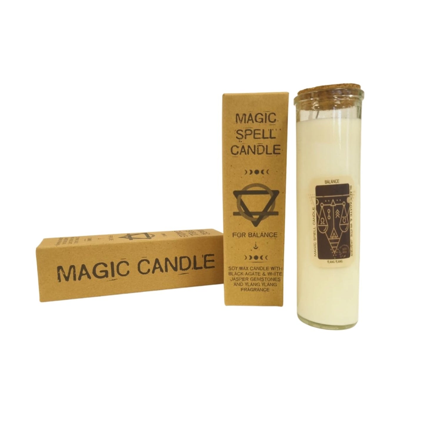 Magic Spell Candle - Balance - Ylang Ylang - Black Agate and Jasper