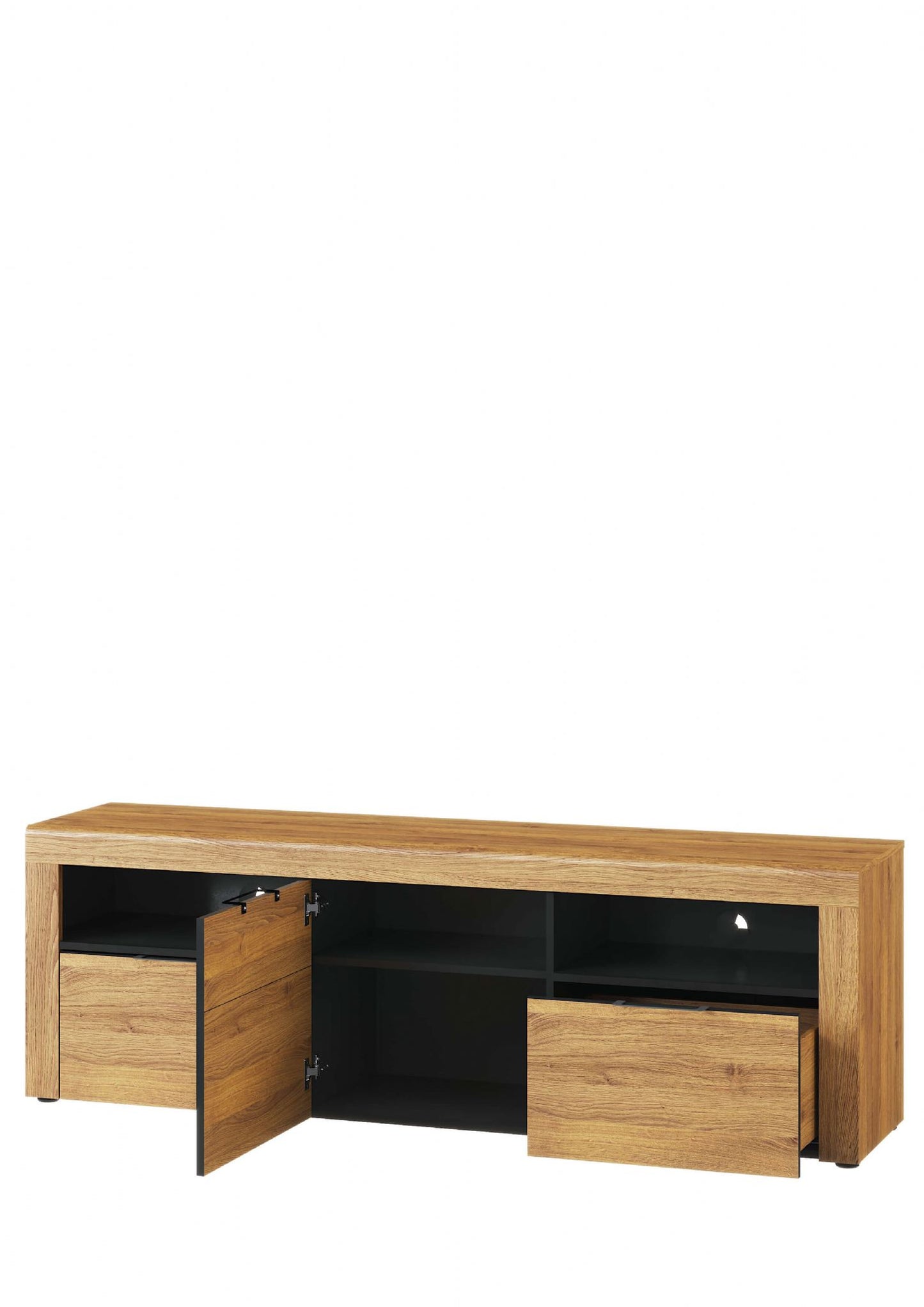 Large Oak Effect 2 Drawer TV Cabinet