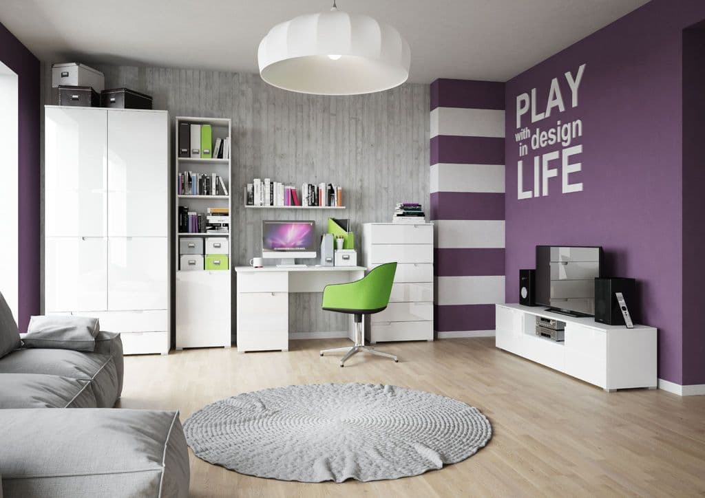 White Gloss One Drawer Computer Desk