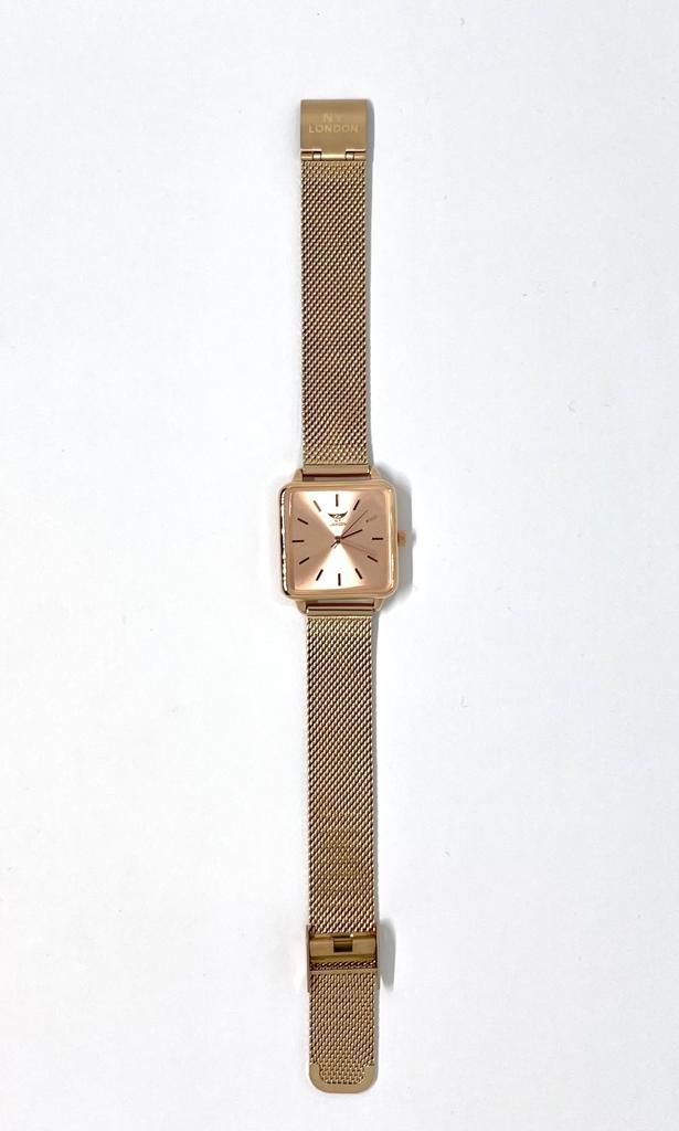 NY London Ladies Square Rose Gold Metal Watch PI-7656