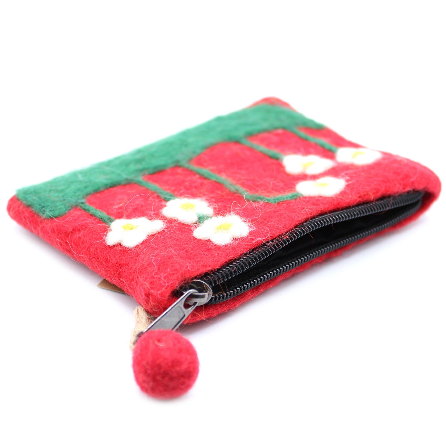 Natural Felt Zipper Pouch - Flower Garden