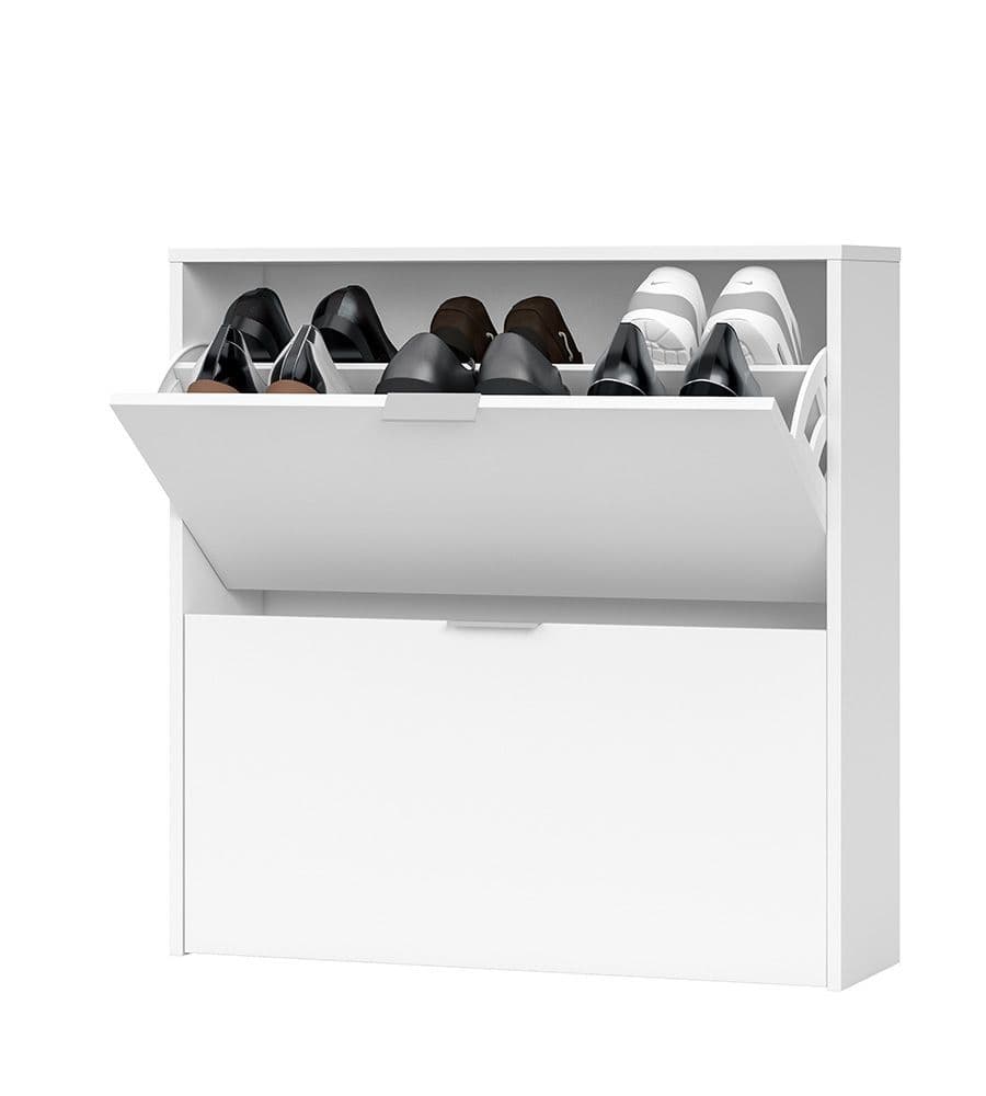 Matt White 2 Drawer Shoe Cabinet