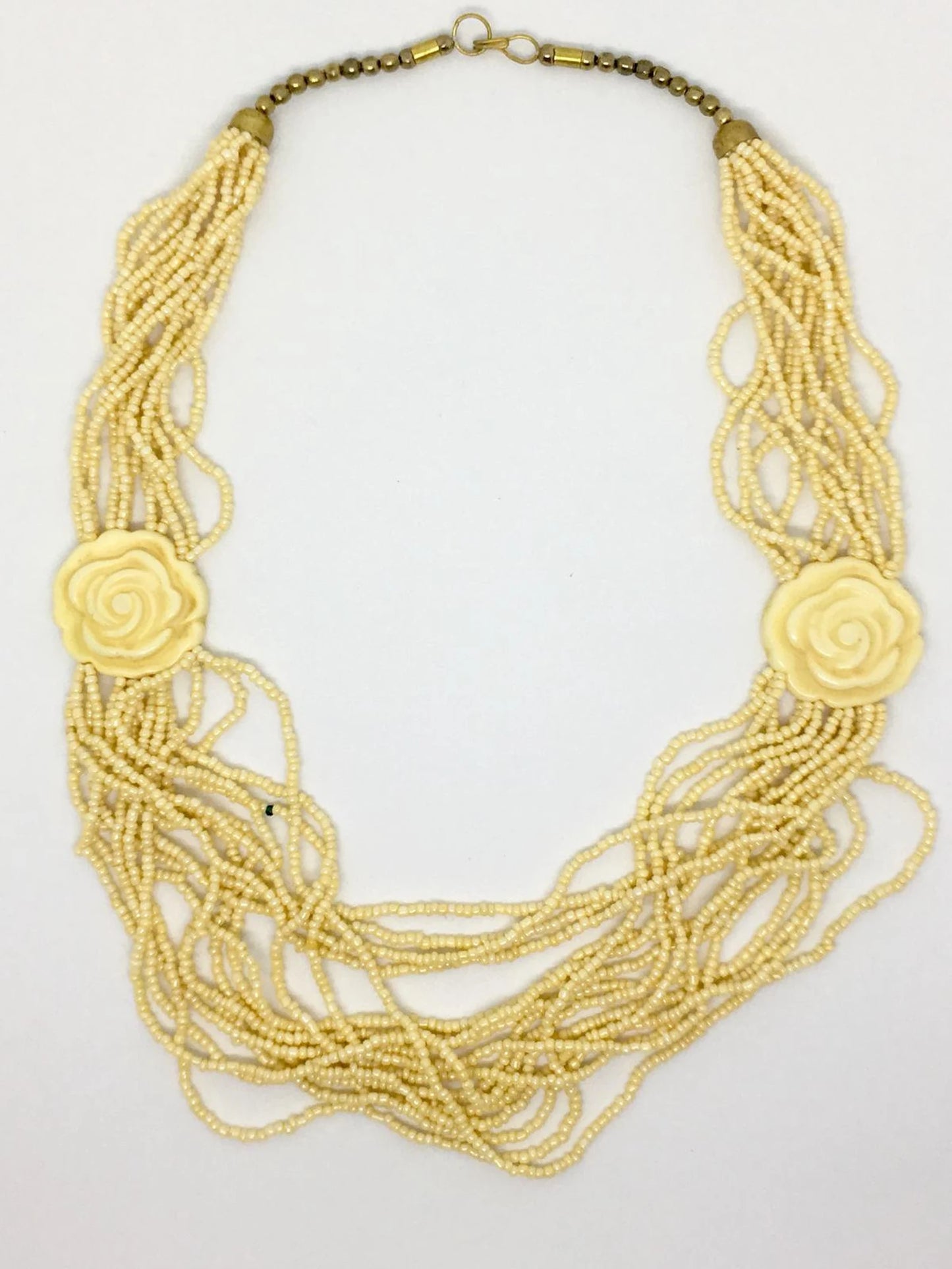 Handmade Cream Flower Rush Statement Necklace