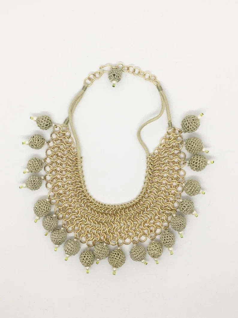 Handmade African Style Tribal Necklace String and Ball chains Spagetti