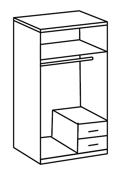 White Gloss 2 Door 2 Drawer Wardrobe