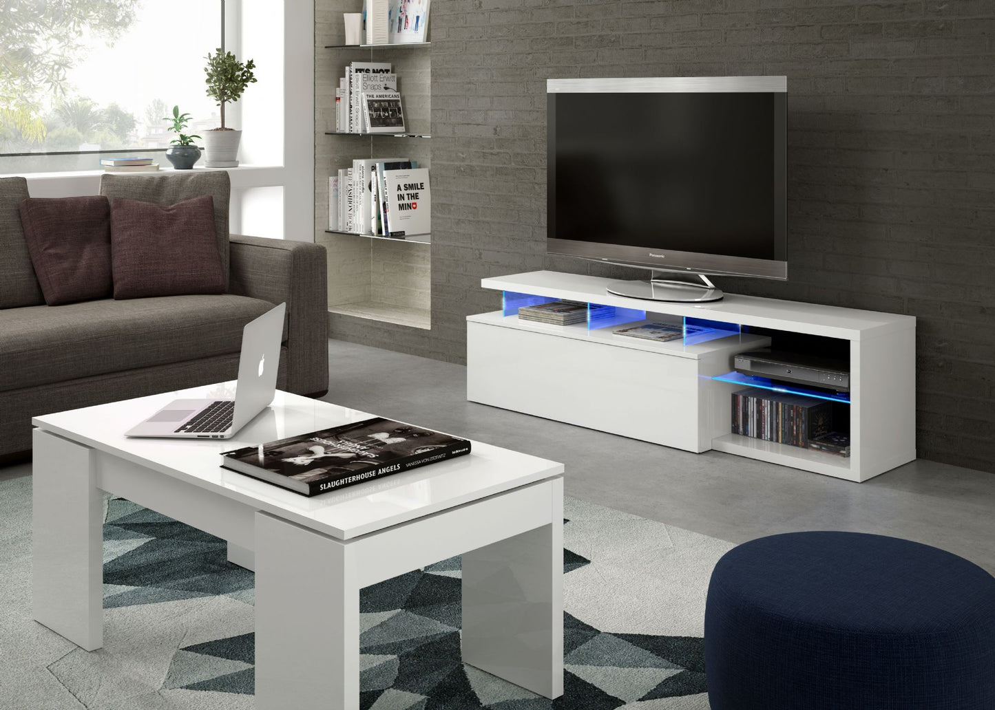 White Soft Gloss TV Cabinet Entertainment Unit