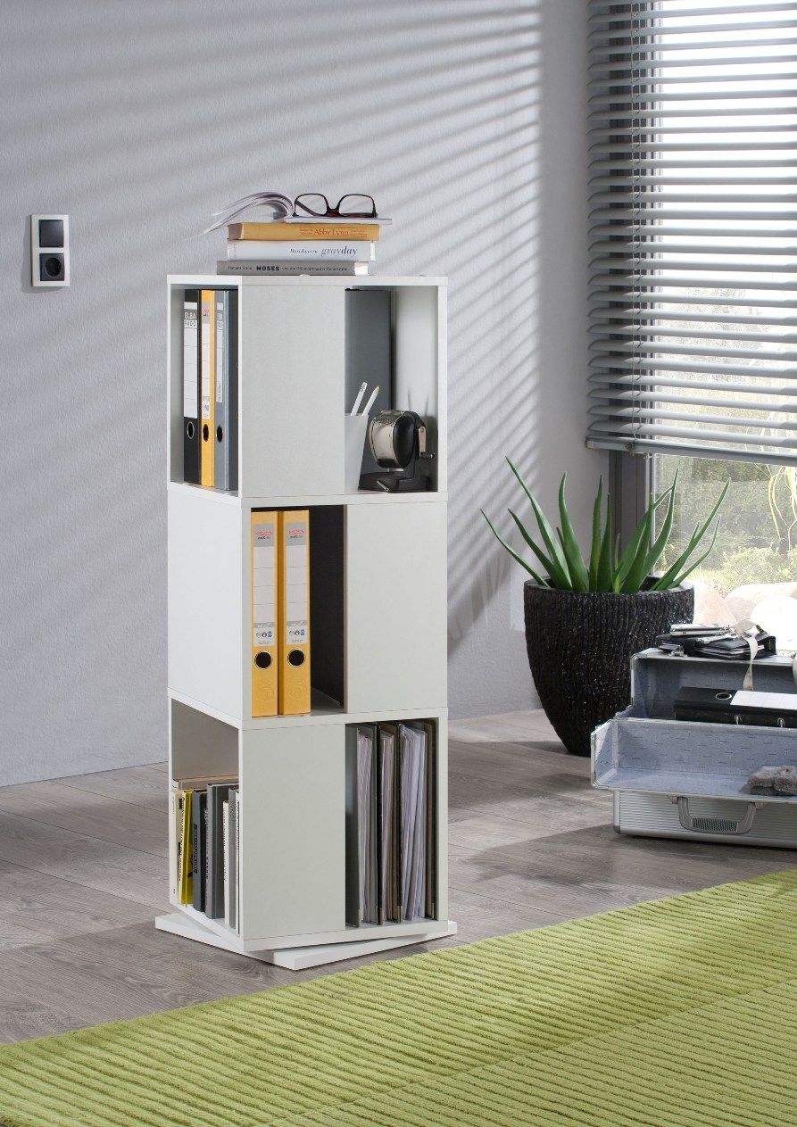 White Revolving Tower Bookcase