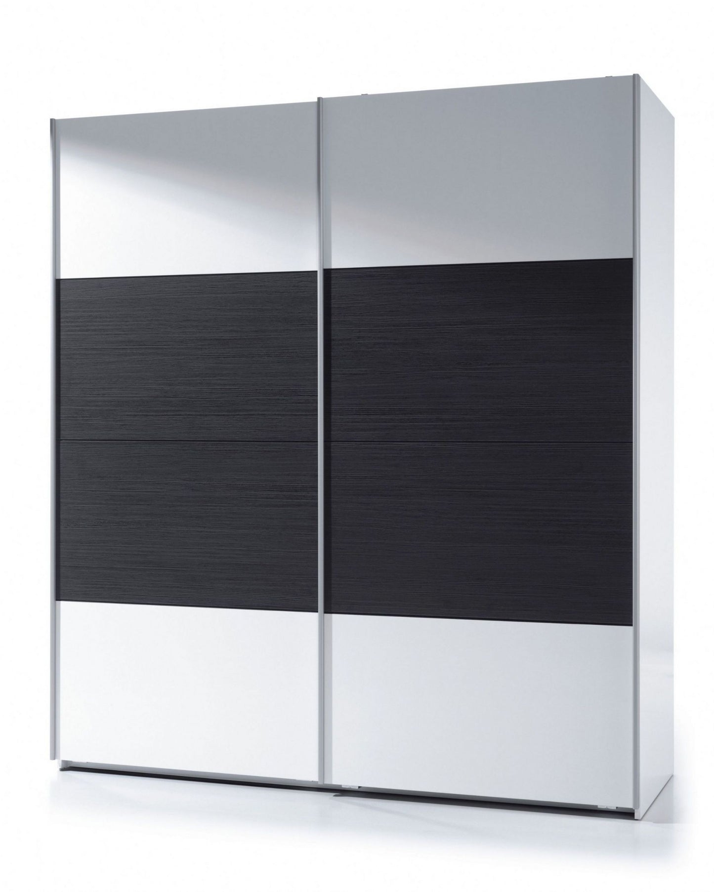 Sliding Wardrobe 180 - Black Wood & White Gloss