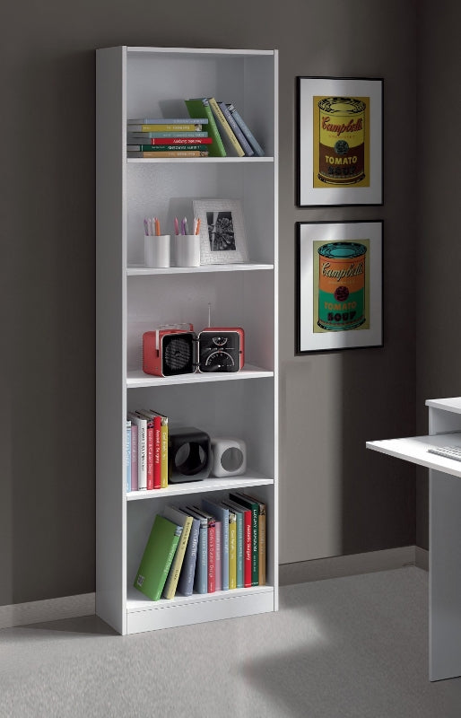 Arctic White Five Shelf  Bookcase
