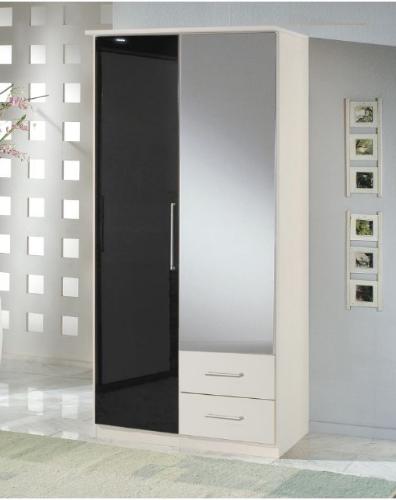 Black Gloss and White 2 door 2 drawers Wardrobe
