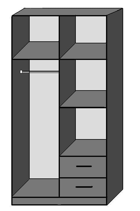 Black Gloss and White 2 door 2 drawers Wardrobe