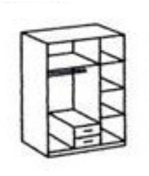 Black Gloss & White Three Door Two Drawer Wardrobe