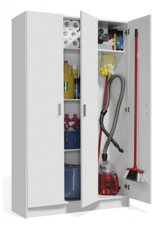 Multi Purpose White Wide Storage Cupboard 3 Door