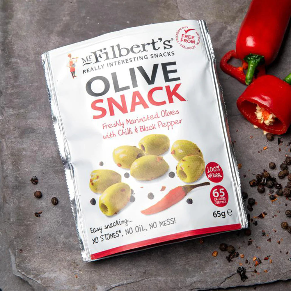 Mr Filbert's Green Olives with Chilli & Black Pepper (65g)