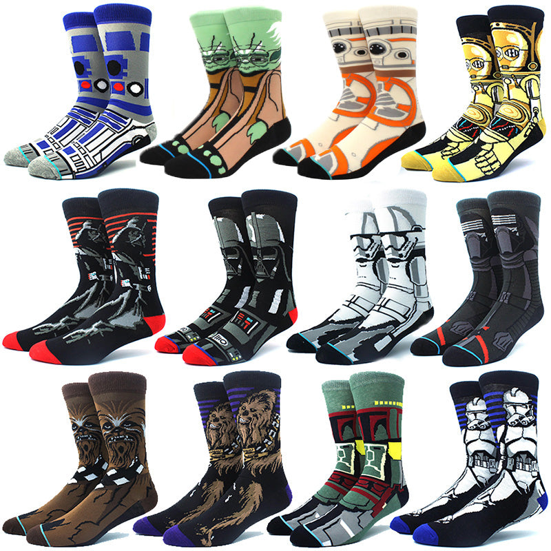 Star Wars Movie Stockings Master Yoda R2-D2 Cosplay Socks Wookiee Jedi Knight Novelty Men's Women's Socks Spring Autumn Winter