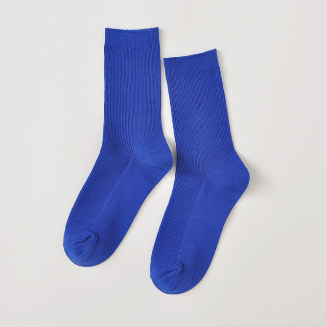 New Color Harajuku Retro Women Lady Cotton Loose Socks Winter In Tube Korean Purple Blue Yellow Pink Designer Christmas Cute