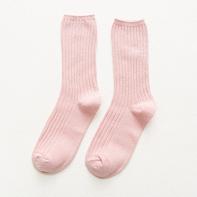 New Color Harajuku Retro Women Lady Cotton Loose Socks Winter In Tube Korean Purple Blue Yellow Pink Designer Christmas Cute