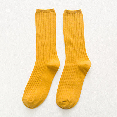 New Color Harajuku Retro Women Lady Cotton Loose Socks Winter In Tube Korean Purple Blue Yellow Pink Designer Christmas Cute