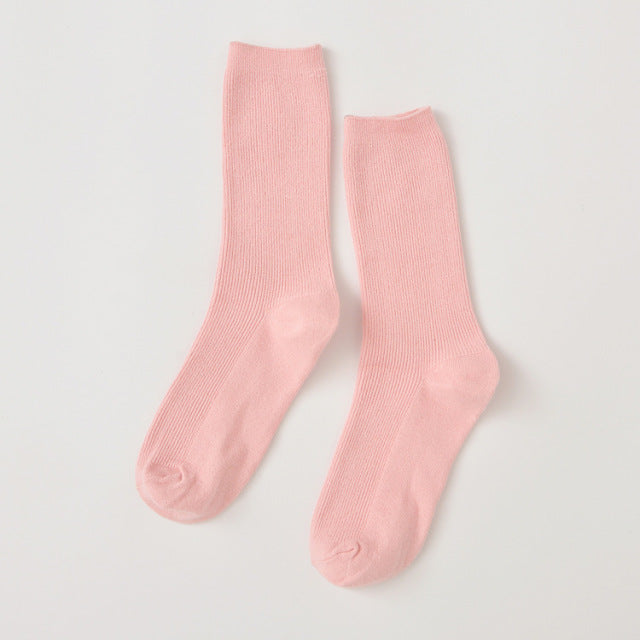 New Color Harajuku Retro Women Lady Cotton Loose Socks Winter In Tube Korean Purple Blue Yellow Pink Designer Christmas Cute